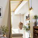 Suidia Full Length Mirror, 58"x18" Floor Standing Mirror Freestanding, Full Body Mirrors with Stand for Bedroom, Hanging Mounted for Living Room Cloakroom, Gold, Rectangular Style