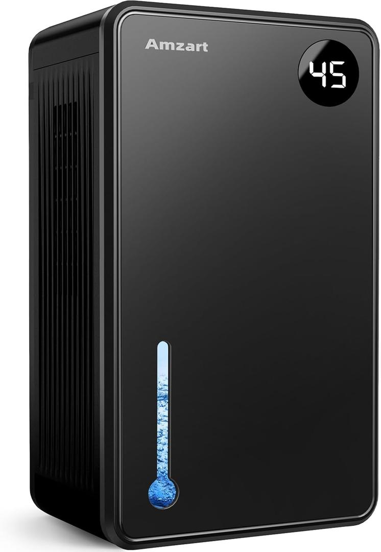 Dehumidifier, Dehumidifiers for Home (1000 sq.ft), 98 OZ Dehumidifier for Basement Bathroom Bedroom, Auto Shut Off Dehumidifiers, Timer Setting, Digital Display, Drain Hose, 7 Colors Light, Black