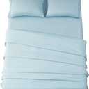 SONORO KATE Bed Sheet Set Super Soft Microfiber 1800 Thread Count Luxury Egyptian Sheets 16-Inch Deep Pocket，Wrinkle and Hypoallergenic-4 Piece (Spa Blue, King)