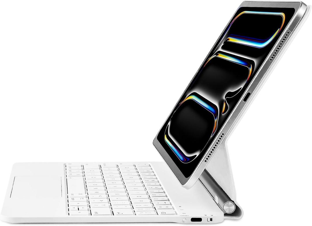 InUnion Magic Keyboard Case for iPad Pro 11-inch (M4 2024 / M5 2025), Easy-Set Magnetic Stand with Great Typing Experience, Built-in Trackpad, 3 Brightness Backl (White)