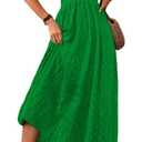 MakeMeChic Women's Summer Backless Dress Vacation Maxi Sundress Boho Floral Print V Neck Flare Cami Dress (X-Small, Mint Green)