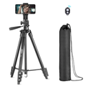 JOBFRI 53" Phone Tripod Stand with Wireless Remote & Phone Holder, Portable Cell Phone Tripod for Selfies, Vlogging & Video Recording, 1.28lbs Black