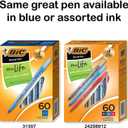 BIC Round Stic Xtra Life Ballpoint Pen, Medium Point (1.0mm), Black, 60-Count