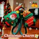 Leather Christmas Keychain, Handmade Genuine Leather Gift Key Chain for Men Women, Christmas Ornament Car Keyrings (Christmas Deer & Shoes)