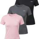 Juicy Couture Women's Short Sleeve Athletic T-Shirts – Workout Tops for Fitness, Yoga, Pilates, Gym & Activewear (L)