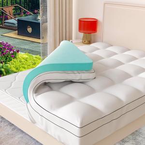 Memory Foam Mattress Topper Cover, Full Size 4inch, White, Dual Layer Gel & Pillow Top, CERTIPUR-US Certified, Machine Washable, Pressure Relieving, 54x75 inch (Full54x75 inch)