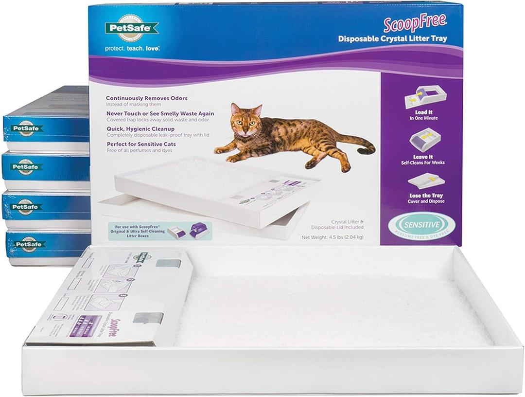 PetSafe ScoopFree Sensitive Disposable Crystal Cat Litter Tray, Pack of 6, 36 LBS, White