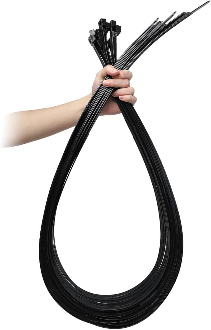 Extra Long Zip Ties Heavy Duty Outdoor, Premium Black 48 inch Large Zip Ties with 200 Pounds Tensile Strength, Ideal for Heavy Duty Tasks & Outdoor Projects, 9 PCS
