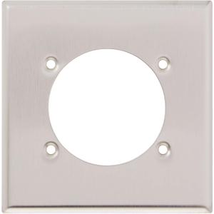 Leviton 2-Gang Power Receptacle Wallplate, Flush Mount, Standard Size, Device Mount, 302 Stainless Steel, S701-40