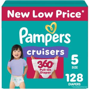 Pampers Diapers - Cruisers 360 - Size 5, 128 Count, Babyproof up to 100% Leakproof Pull-On Diaper