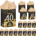 50Pcs 40th Birthday Party Favors Gift Bags Bulk, Black and Gold Happy 40th Gift Candy Wrap Bags with Tissue Paper, Vintage 40th Birthday Decorations Souvenir Bag for Men Women Anniversary Supplies (40th)