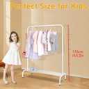 Kids Clothing Rack - Garment Rack with Bottom Storage Shelf for Children, Small Baby, & Toddler, Clothes Organizer, Shirts, Dresser, Hat, Backpack, Bedroom, White