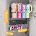 Magnetic Cup Storage Organizer Holder for Stanley 30/40 oz Tumbler,Strong Magnetic Rack for Fridge (Black, 4CUPS)