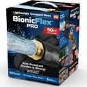 Bionic Flex PRO 50 Garden Hose, Heavy Duty & Lightweight Weatherproof Garden Water Hose with Brass Fittings & Adjustable Brass Spraying & Shooting Nozzle, 500 PSI Tear Resistant, Kink Free Hose
