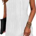 Disamer Summer Dresses for Women 2026 Sundresses Sleeveless Beach Swimsuit Cover Ups Spring Casual Tank Tshirt Sun Dress (Medium, Stripe White)