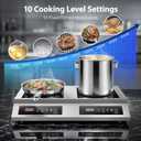 7000W Commercial Double Induction Cooktop Countertop Stainless steel,10 temp and power levels,4-hour timer,100% copper coil, fits all cookware, wiring type, no plug
