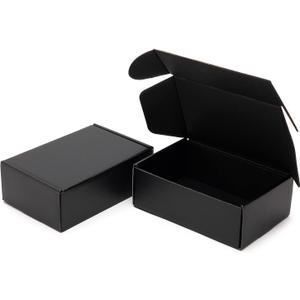 Timirog 6x4x2 Inches Small Black Shipping Boxes 25 Pack - Corrugated Cardboard Mailing Box for Small Business, Tab Locking Literature Mailer for Packing Jewelry Ornament Gift Craft Packaging Supplier