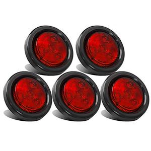 Partsam 4pcs 2 inch Red 4 LED Round Sealed Trailer Clearance Marker Light [DOT Approved] Mount Grommet/Pigtails Hardwired