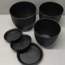 12/10/9 Large Modern Plant Pots, Plastic Planters with Drainage Holes and Saucers for Indoor Outdoor Plants Flowers, Black