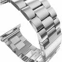 Solid Stainless Steel Band Compatible with Apple Watch 41mm/40mm/38mm, Metal Strap for iWatch Series Ultra/Ultra2/10/9/8/7/6/5/4/3/2/1 SE Women and Men (Silver 38mm/40mm/41mm)