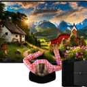 Fanfanwin 3000 Pieces Folding Felt Jigsaw Puzzle Foldable Board Mat with Non Slip Surface Puzzle Mat 55" x 37" Extra Large Portable Jigsaw Board with Storage Bag for Adults Tray(Black)