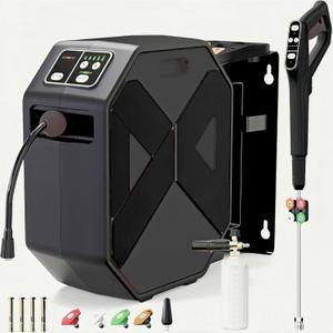 Pressure Washer, 5000MAX-PSI Wall Mounted Power Washer with 100 FT Retractable Hose, Remote Control, Foam Cannon, 5 Connect Nozzles for Garage/Patio/Home Cleaning