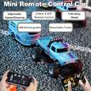 Mini RC Car, 1/64 Scale Mini Remote Control Monster Truck with Trailer, 2.4Ghz & APP Remote Control, Rechargeable Alloy Shell Mini RC Cars with Lights, Speed/Steering Adjustable (Orange)