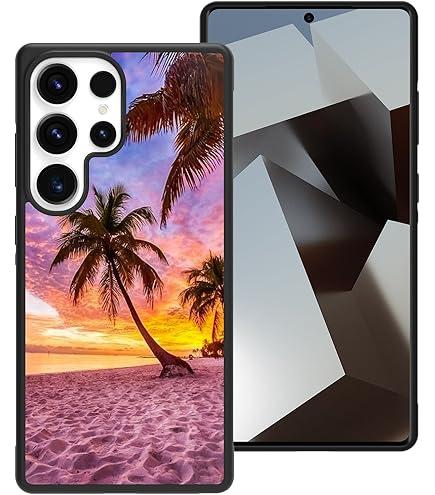 OOK Compatible with Samsung Galaxy S25 Ultra Case Anti Slip Shockproof Protective Case for Samsung Galaxy S23 Ultra 5G Sunset Pink Beach