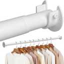 Closet Rods for Hanging Clothes,17 to 51 Inches 1.3 Inch Diameter Heavy Duty Metal Closet Rod Closet Bar for Wardrobes,Closet-White