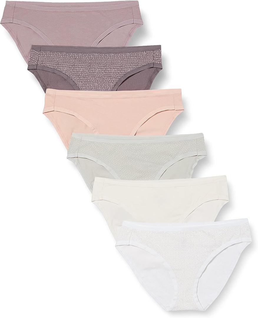 Amazon Essentials Women's Breathable Cotton Bikini Brief Underwear with Full Coverage, Multipacks L