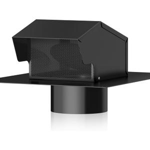 Hon&Guan 10 Inch Roof Exhaust Vent Cap - Heavy Duty Galvanized Steel Roof Vents for Houses, with Damper, for Home Ventilation System - Black
