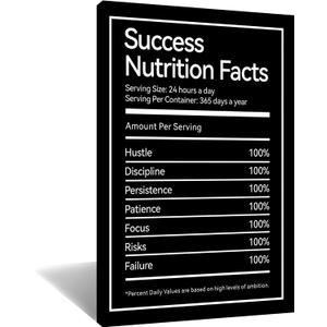 Success Nutrition Facts Motivational Wall Art Home Decor Inspirational Entrepreneur Quotes Canvas Posters Inspiring Positive Sign Prints Artwork for Living Room Office Ready to Hang [24" Wx36 H]