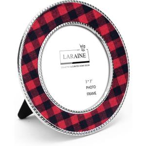 LARAINE Picture Photo Frame 3-color Plaid Metal High Definition Display Pictures for Tabletop Home Decorative (Red&Black, 3x3)