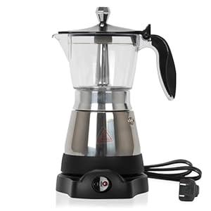 LAOION Cafeteras Electricas Modernas Moka Pot, Cafetera Eléctrica Coffee Espresso Machine, 6 Cup Cuban Coffee Maker with Detachable Base & Overheat Protection, Greca Electrica De Cafe Gift for Travel