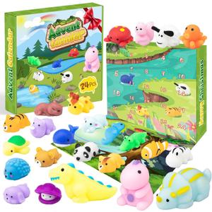 Advent Calendar 2025 Mochi Squishy - 24 Days of Christmas Countdown Calendar, Contains 24 Mochi Squishies Assorted Animal,Gift Ideas for Boys Girls and Teens Christmas Party Favor