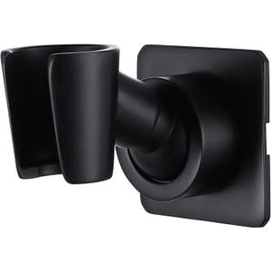 Shower Head Holder All Meta Handheld Shower Wand Bracket Adhesive Shower Wall Mount Holder Brass Shower Spray Holder Black, Drill Free Glue Installation