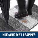 Smiry Dog Door Mat for Muddy Paws, Absorbs Moisture and Dirt, Low-Profile Entryway Mat with Non-Slip Backing, Entry Indoor Outdoor Doormat for Inside Floor (71x47 Inches, Grey, Striped)