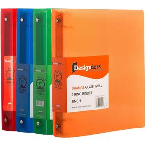 JAM PAPER Plastic 1 inch Binders - Assorted 3 Ring Binders (Red, Blue, Green & Orange) - 4/Pack