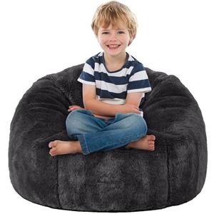 Bean Bag Chairs for Adults KidsNo Filler 2.3-3.3ft Faux Fur Beanbag Washable Lazy Sofa Cover for Adults Living Room Bedroom Furniture Outside Cover Dark Gray, 2.3ft/70cm