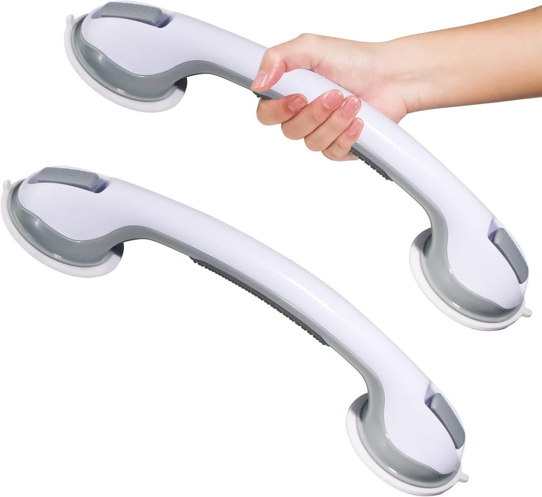 2Pc Safety Detachable Shower Handles with Suction Engineered Design. They are Easy to Install and These Grab Bars are Suitable for Use in Bathroom and Showers, Suitable for Seniors to Ensure Safety
