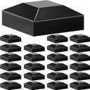 Dunzy Aluminum Fence Post Caps 2" x 2" Black Post Caps Fence Topper Pressure Fit Post Cover for Mailbox Metal Wood Plastic Vinyl Iron Deck Railing(24 Pcs)