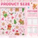 Frienda Pink Christmas Shower Curtain Set 71x72 Inch Cute Gingerbread Man Candy Cane Xmas Tree Snowflake Bathroom Shower Curtain with Hooks Winter Waterproof Merry Christmas Fabric Bath Decorations
