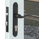 Euro Mortise Storm Door Handle Complete Set Fits for Pella Screen Door Hardware, 2-1/2" Handle PZ, 7/8" Backset, 7-1/4" Trimplate H.C., Non-Handed, Matte Black