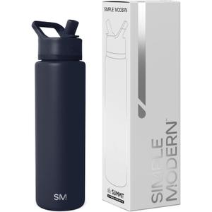 Simple Modern Water Bottle with Straw Lid | Vacuum Insulated Stainless Steel Metal Thermos | Reusable Leak Proof BPA-Free Flask for Sports Gym | Summit Collection | 18oz, Deep Ocean