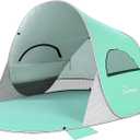 Wolfwise Pop up Beach Tent Sun Shelter with UPF50+ UV Protection, Instant Easy Setup Popup Beach Shade Canopy for 4 Person, Portable & Foldable with Carring Bag, 95 6553 in, Mint Green