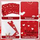 Valentine Placemats Set of 6 Reusable Valentines Plastic Table Mats Waterproof Red Love Heart Place Mats Valentines Table Decoration for Indoor Outdoor Party Kitchen Dining