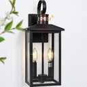 Brilvibera Large Motion Sensor Outdoor Wall Lights, 18" Black Dusk to Dawn Outdoor Lighting, 2-Light Aluminum Outdoor Fixture with E12 Socket, ETL Listed Outside Porch Lights Wall Mount for House