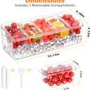 ARSTPEOE Condiment Tray, Chilled Condiment Server for Home, Party, Celebration, Bar Garnish Holder on Ice, Bar Accessories Fruit and Salad with Removable Trays and Lids (5 Spoons & 2 Tongs)