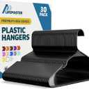 Lifemaster Plastic Clothes Hanger Set - 30 Pieces Versatile, Lightweight, Space-Saving, Non-Slip, Slim Designed, Dry and Wet Clothes Hanger Set - Black