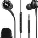 Samsung AKG Earbuds Original 3.5mm in-Ear Headphones with Remote & Mic for Galaxy A71, A31, Galaxy S10, S10e, Note 10, Note 10+, S10 Plus, S9 - Braided, Includes Velvet Carrying Pouch - Black